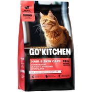 GO'KITCHEN Сухой корм для котят и кошек, для кожи и шерсти с лососем, фруктами и овощами 0,4 кг