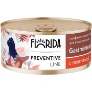 FLORIDA Preventive Line Консервы для кошек при расстройствах пищеварения с перепелкой 0,1 кг