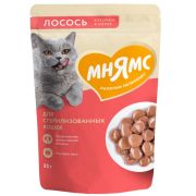 МНЯМС Пауч для стерилизованных кошек кусочки с лососем в соусе 0,085 кг