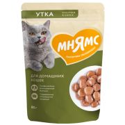 МНЯМС Пауч для взрослых кошек кусочки с уткой в соусе 0,085 кг