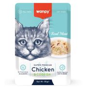 WANPY Пауч для кошек из курицы и трески 0,085 кг