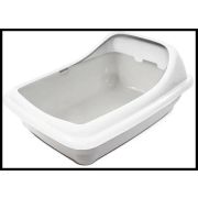 GAMMA Туалет для кошек прямоугольный с ассиметричным бортом «Волна» серый/белый 455*350*200 мм