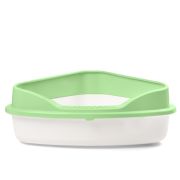 TRIOL Hygiene Туалет для кошек угловой с бортом «Дельта», белый/фисташковый, 575*465*220 мм