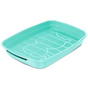 GAMMA Туалет для кошек с сеткой малый Леопольд, светло-бирюзовый, 340*260*50 мм