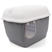 TRIOL HYGIENE Туалет для кошек закрытый (совок в комплекте) «Лабиринт», серый/белый, 575*440*440 мм