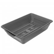 GAMMA Туалет для кошек высокий с цветной сеткой «Лапки» серый, 350*250*90 мм