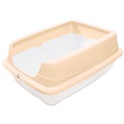 GAMMA Туалет для кошек прямоугольный с высоким бортом «Пушок» белый/бежевый, 455*350*190 мм
