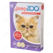 ДОКТОР ЗОО Лакомство для кошек с добавлением биотина со вкусом лосося, 90 таб
