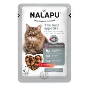 NALAPU Пауч для кошек с плохим аппетитом, кусочки телятины с куриными сердечками в соусе 0,077 кг