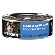 GO'KITCHEN Консервы для щенков и взрослых собак, с лососем и треской 0,1 кг