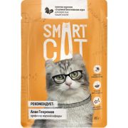 SMART CAT Пауч для взрослых кошек и котят с курицей и шпинатом в соусе 0,085 кг